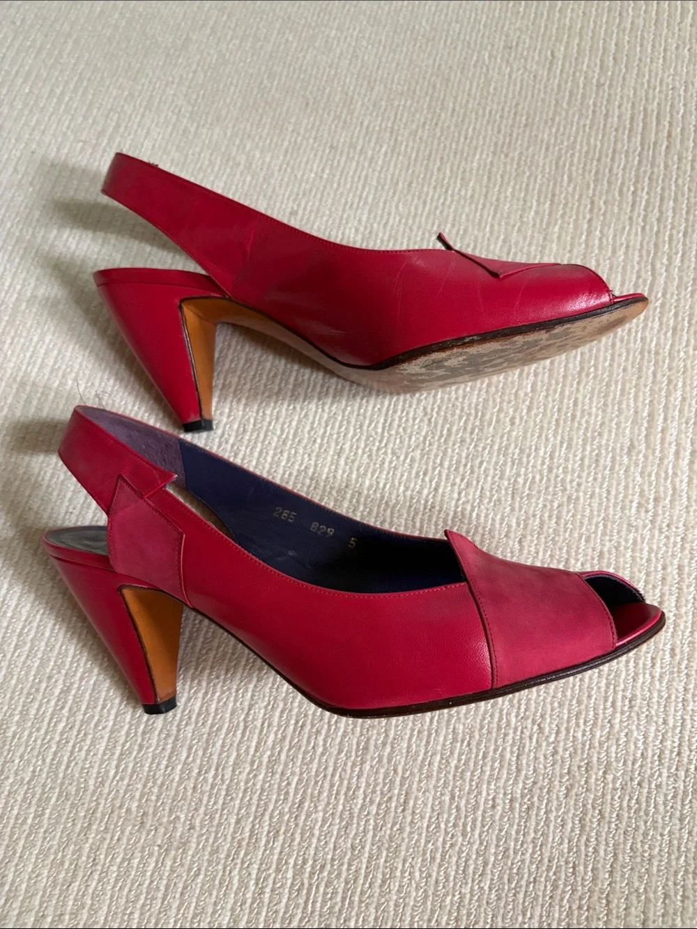 Farrutx Women’s Red Slingback Peep-Toe Heels